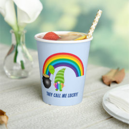 Rainbow Gnome Pot of Gold St Patricks Day Papieren Bekers