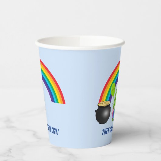 Rainbow Gnome Pot of Gold St Patricks Day Papieren Bekers (Links)