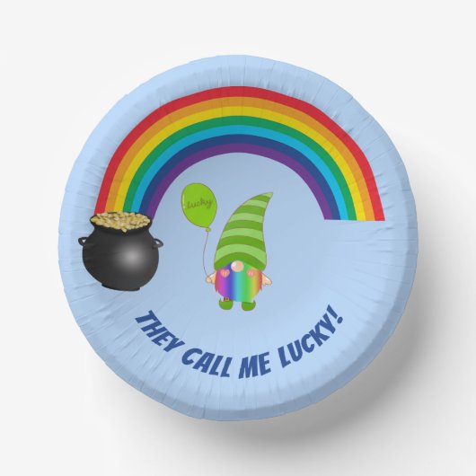 Rainbow Gnome Pot of Gold St Patricks Day Papieren Kommen (Voorkant)
