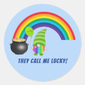 Rainbow Gnome Pot of Gold St Patricks Day Ronde Sticker (Voorkant)