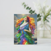 Rainbow Goddess digitale schilderij originele kuns Briefkaart (Staand voorkant)