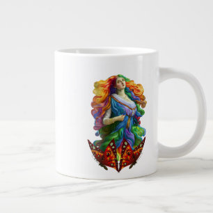 Rainbow Goddess digitale schilderij originele kuns Grote Koffiekop