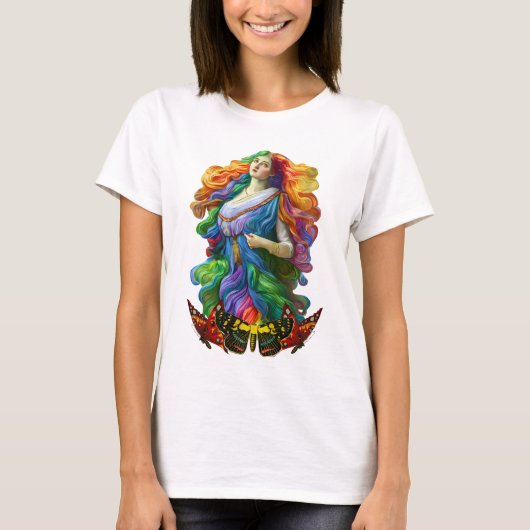 Rainbow Goddess digitale schilderij originele kuns T-shirt (Voorkant)