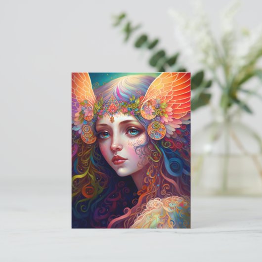 Rainbow Goddess Fantasy Art Briefkaart (Staand voorkant)