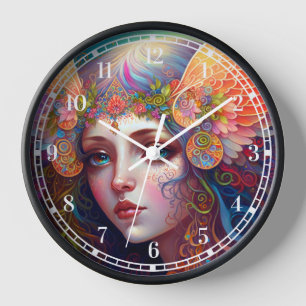 Rainbow Goddess Fantasy Art Clock