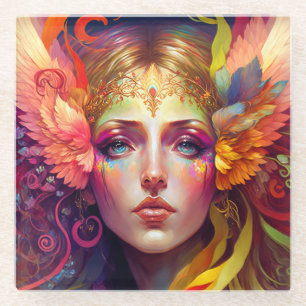 Rainbow Goddess Fantasy Art Glazen Onderzetter
