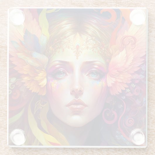 Rainbow Goddess Fantasy Art Glazen Onderzetter (Achterkant)