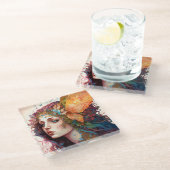 Rainbow Goddess Fantasy Art Glazen Onderzetter (Schuin)