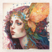 Rainbow Goddess Fantasy Art Glazen Onderzetter (Voorkant)