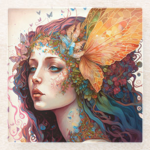 Rainbow Goddess Fantasy Art Glazen Onderzetter