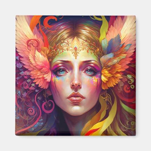 Rainbow Goddess Fantasy Art Magneet (Voorkant)