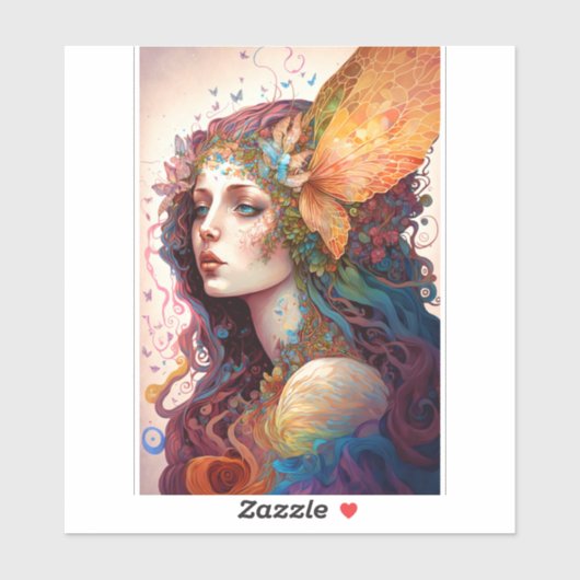 Rainbow Goddess Fantasy Art Sticker (Vel)