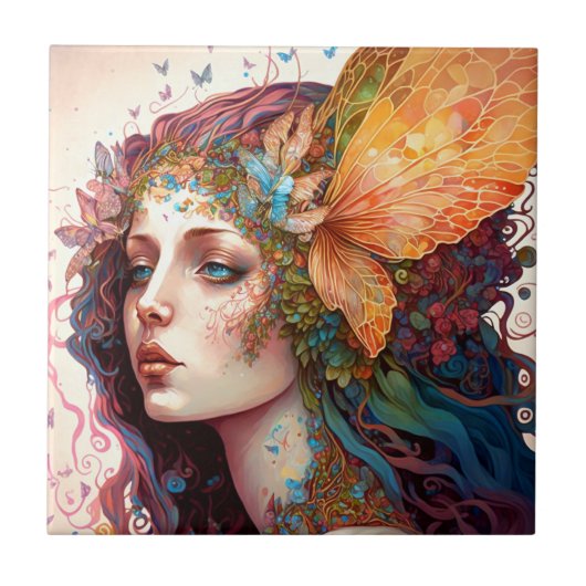 Rainbow Goddess Fantasy Art Tegeltje (Voorkant)