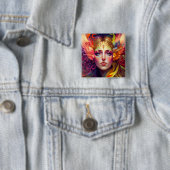 Rainbow Goddess Fantasy Art Vierkante Button 5,1 Cm (In situ)
