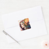 Rainbow Goddess Fantasy Art Vierkante Sticker (Envelop)