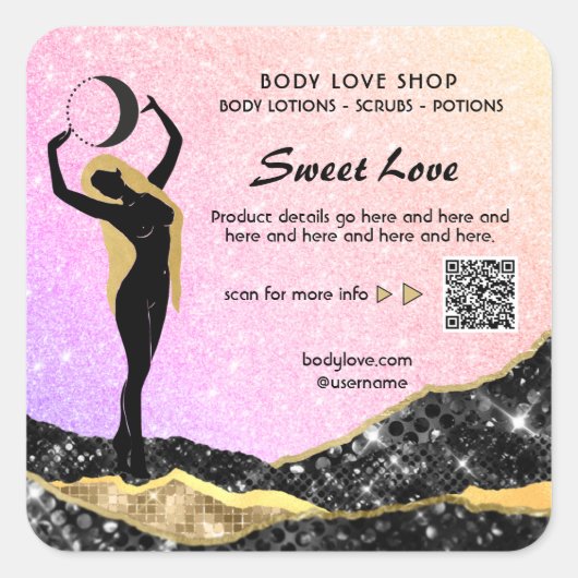 *~* RAINBOW Goddess Inention Spell AP24 Lavender Vierkante Sticker (Voorkant)