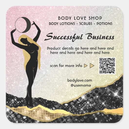 *~* Rainbow Goddess Inention Spell AP24 Ombre Vierkante Sticker (Voorkant)