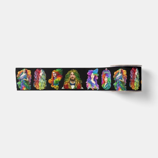 Rainbow Goddess Queen Dragon Fantasy kunst Satijnen Lint (Voorkant)