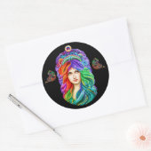 Rainbow Goddess Queen Fantasy kunst Ronde Sticker (Envelop)