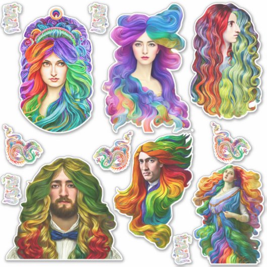 Rainbow Gods Goddess Dragons Fantasy art Sticker (Voorkant)