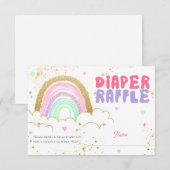 Rainbow Gold Baby shower Luier Raffle Kaart (Voorkant / Achterkant)