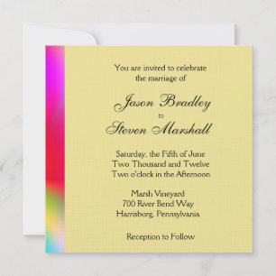 Rainbow Gold Gay Wedding Invitation Kaart