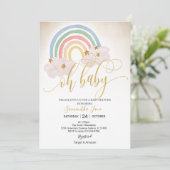 Rainbow Gold Glitter Baby Sprinkle Oh Baby shower Kaart (Staand voorkant)
