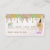 Rainbow Gold Glitter Drip Nail Technicus Credit B Visitekaartje (Voorkant)