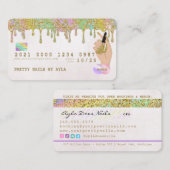 Rainbow Gold Glitter Drip Nail Technicus Credit B Visitekaartje (Voorkant / Achterkant)