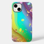 Rainbow Gold Glitter iPhone Mate Stoer Hoesje (Achterkant)