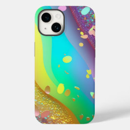Rainbow Gold Glitter iPhone Mate Stoer Hoesje