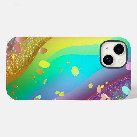 Rainbow Gold Glitter iPhone Mate Stoer Hoesje (Achterkant (horizontaal))