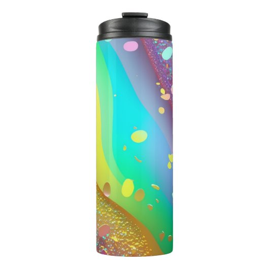 Rainbow Gold Glitter Thermische Tumbler 12oz Thermosbeker (Voorkant)