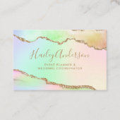 Rainbow & Gold Glitter Waterverf Gilded Agate Visitekaartje (Voorkant)