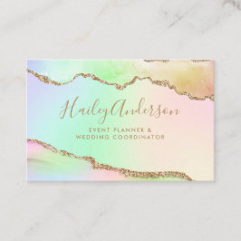 Rainbow & Gold Glitter Waterverf Gilded Agate Visitekaartje