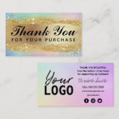 Rainbow Gold Hartelijk dank voor uw aankoopkaarten Visitekaartje (Voorkant / Achterkant)