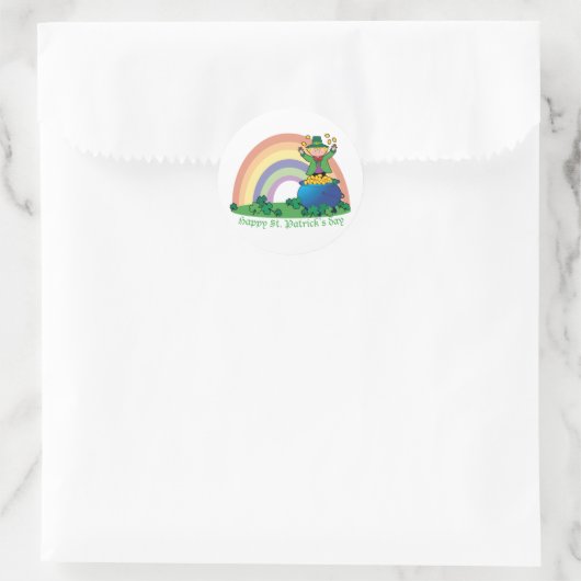 Rainbow Gold Leprechaun Ronde Sticker (Tas)