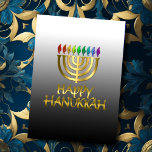 Rainbow Gold Menorah Flames Happy Hanukkah-Kaart Feestdagen Kaart<br><div class="desc">Vakantiegerelateerde items ontworpen door Umua. Gedrukt en verzonden door Zazzle of hun gelieerde ondernemingen.</div>
