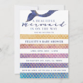 Rainbow + Gold Mermaid Scales & Stipe Baby shower Kaart (Voorkant)