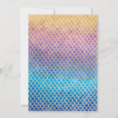 Rainbow + Gold Mermaid Scales & Stipe Baby shower Kaart (Achterkant)