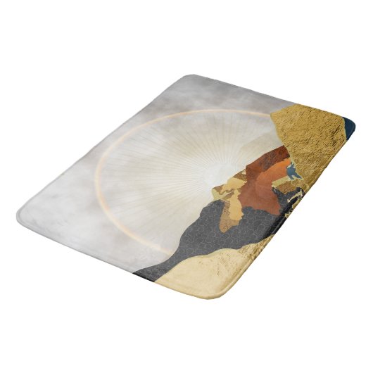 Rainbow Gold Metallic Mountain Bright Sun Landscap Badmat (Gekanteld)