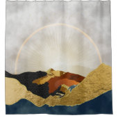 Rainbow Gold Metallic Mountain Bright Sun Landscap Douchegordijn (Voorkant)