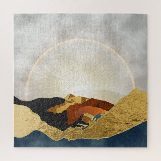 Rainbow Gold Metallic Mountain Bright Sun Landscap Legpuzzel (Verticaal)