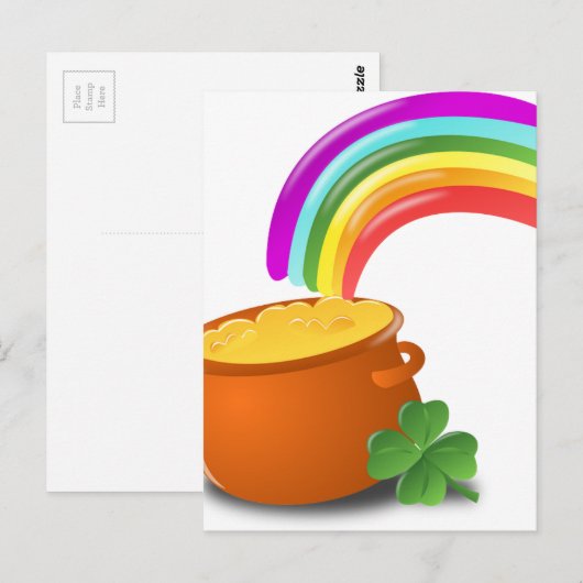 Rainbow Gold Pot Lucky Irish Sky Ierland Briefkaart (Voorkant / Achterkant)