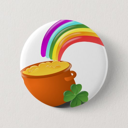 Rainbow Gold Pot Lucky Irish Sky Ierland Ronde Button 5,7 Cm (Voorkant)