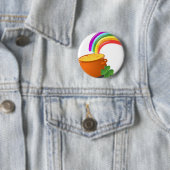 Rainbow Gold Pot Lucky Irish Sky Ierland Ronde Button 5,7 Cm (In situ)