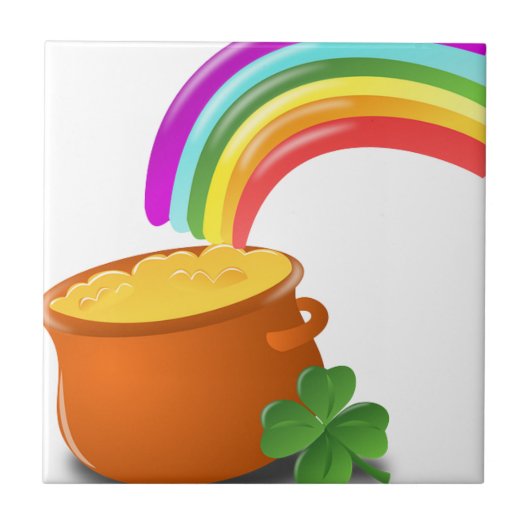 Rainbow Gold Pot Lucky Irish Sky Ierland Tegeltje (Voorkant)