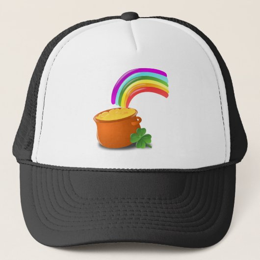 Rainbow Gold Pot Lucky Irish Sky Ierland Trucker Pet (Voorkant)