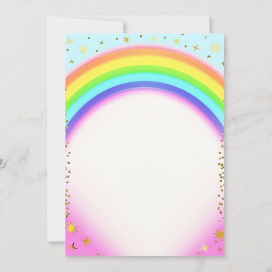 Rainbow Gold Sparkle Fantasy Verjaardagsfeestje Kaart (Achterkant)