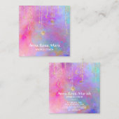 ** Rainbow Gold Sparkle Glitter Moon Sun Vierkante Visitekaartje (Voorkant / Achterkant)